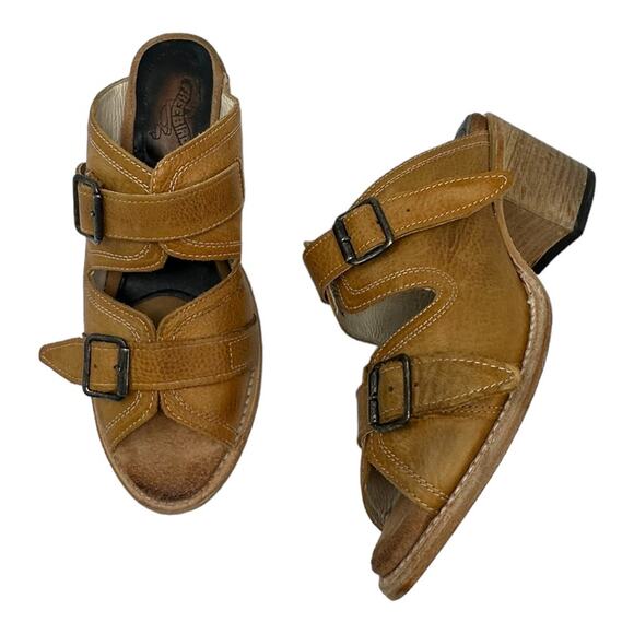 Freebird Caprice Tan Leather Buckle Sandals Block Heel Size 10 - Picture 1 of 12
